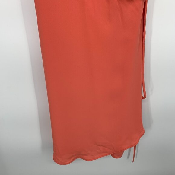 Aritzia Babaton Wallace Wrap Dress V Neck Coral Pink Mini NWT - Picture 6 of 14